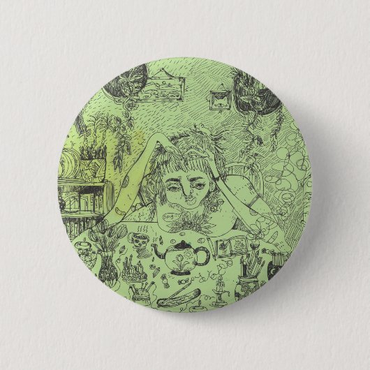 Nachdenkliches Hexe-Button Button (Vorderseite)