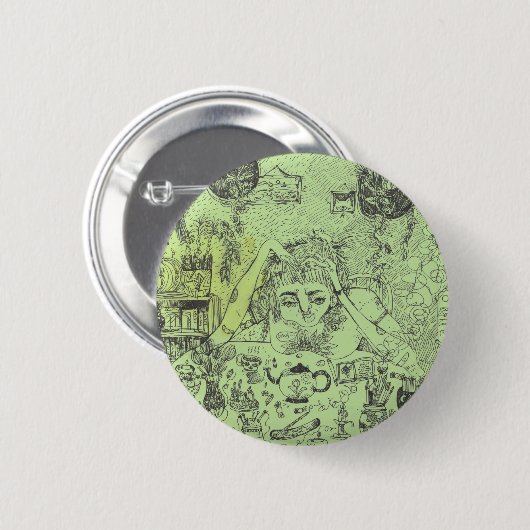 Nachdenkliches Hexe-Button Button (Vorne & Hinten)