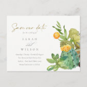 NACHFOLGENDE KACTUS-FLORALWASSERFARBE SAVE THE DAT ANKÜNDIGUNGSPOSTKARTE (Vorderseite)