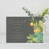 NACHFOLGENDE KACTUS-FLORALWASSERFARBE SAVE THE DAT DATE (Stehend Vorderseite)