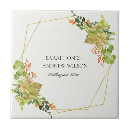 NACHFOLGENDE KACTUS-FLORALWASSERFARBE SAVE THE DAT FLIESE (Vorderseite)