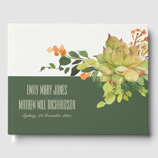 NACHFOLGENDES CACTUS ORANGE FLORAL WATERCOLOR MONO GÄSTEBUCH (Vorderseite)