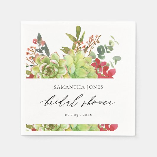 NACHFOLGENDES CACTUS ORANGE WATERCOLOR BRAUTPARTY SERVIETTE (Vorderseite)