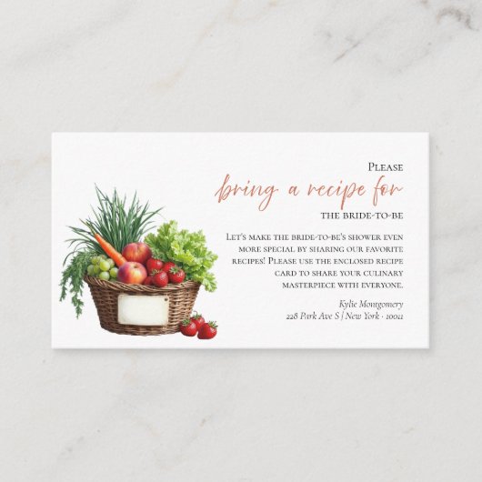 Nachfrage nach einem Rezept für das Brautparty Begleitkarte (Vorderseite)