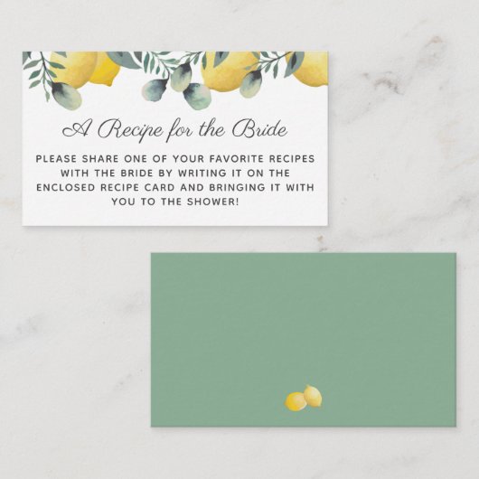 Nachfrage nach Zitronen und Eukalyptus-Brautparty Begleitkarte (Vorne/Hinten)