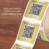 Nachfüll-QR-Code Gold Quadratischer Aufkleber