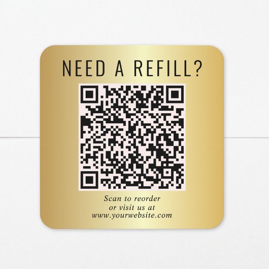 Nachfüll-QR-Code Gold Quadratischer Aufkleber
