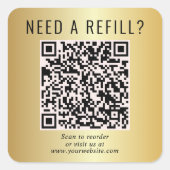 Nachfüll-QR-Code Gold Quadratischer Aufkleber (Vorderseite)
