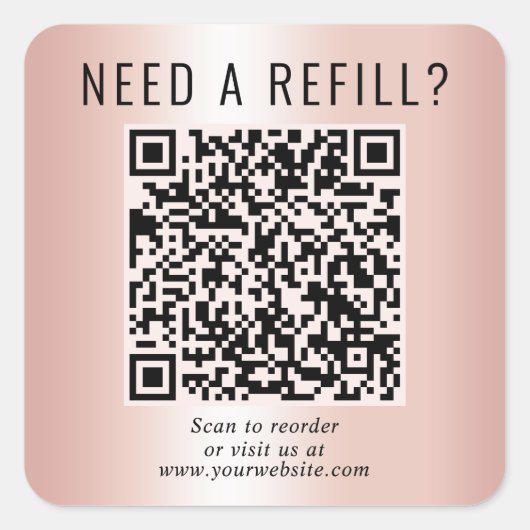 Nachfüll-QR-Code Roségold Quadratischer Aufkleber (Vorderseite)