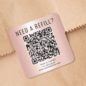 Nachfüll-QR-Code Roségold Quadratischer Aufkleber