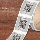 Nachfüll-QR-Code Silber Quadratischer Aufkleber