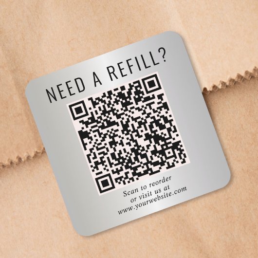 Nachfüll-QR-Code Silber Quadratischer Aufkleber