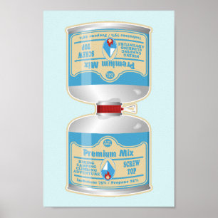 Nachfüllen von Gaskanistern für Lageröfen Poster