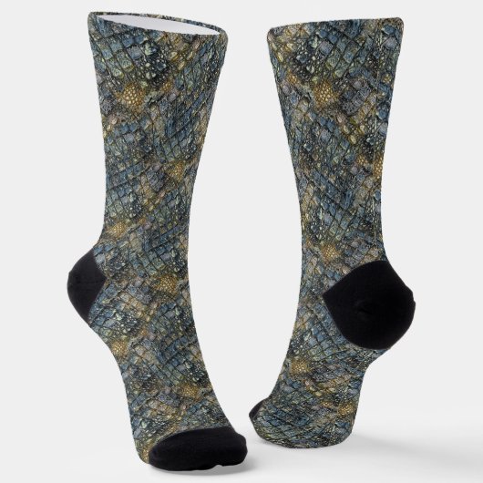 Nachgeahmte Krokodilhaut. Tiermuster. Socken (Gewinkelt)