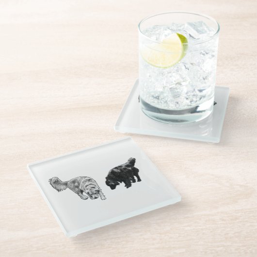 Nachglow Dot Sip — Retriever Duo Glasuntersetzer (Schrägansicht)