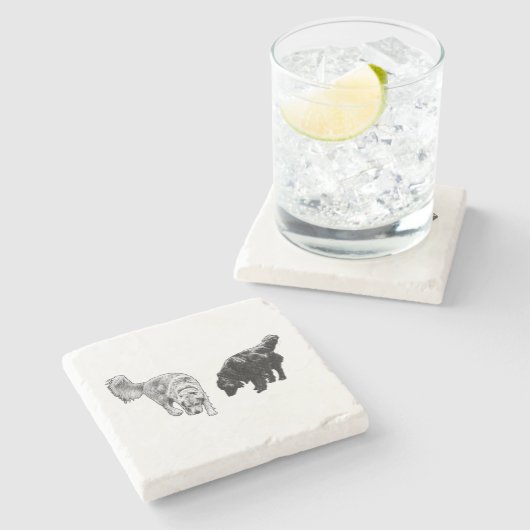 Nachglow Dot Sip — Retriever Duo Steinuntersetzer (Seitenansicht)