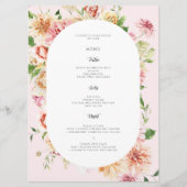Nachglühender Blumengarten Hochzeitsmenü Menükarte (Vorderseite)