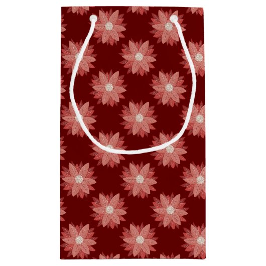 Nachhaltig Luxus Maroon Poinsettia Holiday Kleine Geschenktüte (Rückseite)