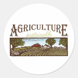 Nachhaltige Landwirtschaftsbauernhofszene Runder Aufkleber