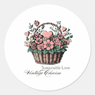 Nachhaltige Liebe, Vintage Charme Runder Aufkleber