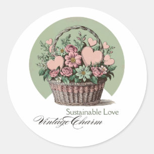 Nachhaltige Liebe, Vintage Charme Runder Aufkleber