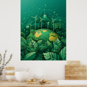Nachhaltige Zukunft: Post für erneuerbare Energieq Poster (Küche)
