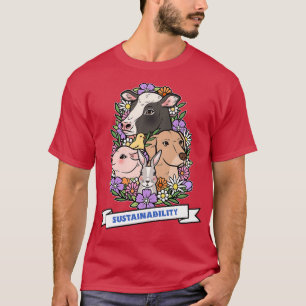 Nachhaltigkeit einer Schweinekühe und einer Hundek T-Shirt