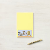 Nachhinweis - Gruppe von Spielzeugtieren in Rahmen Post-it Klebezettel (Auf Schreibtisch)