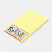 Nachhinweis - Gruppe von Spielzeugtieren in Rahmen Post-it Klebezettel (angewinkelt)