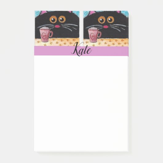 Nachhinweis Whimsical Cat Post-it Klebezettel (Vorderseite)