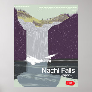 Nachi Wasserfall Japan vintage Reiseposter Poster