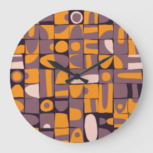 Nachlässig Geometrisch: Vintage-Formen-Muster Große Wanduhr