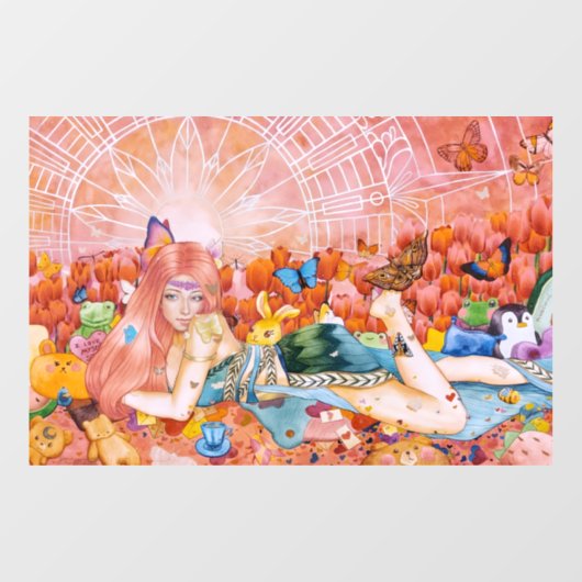 Nachmittag Fensteraufkleber (Blatt)