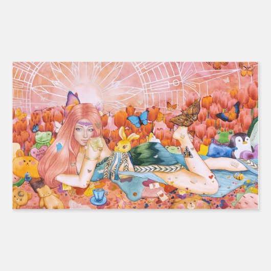 Nachmittag Rechteckiger Aufkleber (Vorderseite)