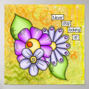 Nachmittags Freude Positive Gedanken Doodle Blume Poster