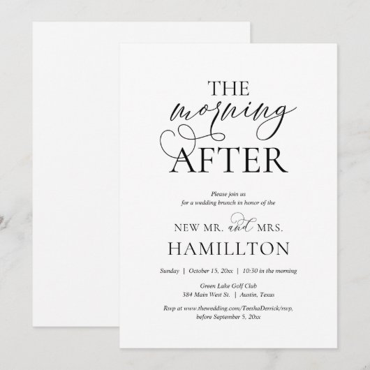 Nachmittags Hochzeitsfeier Einladung (Vorne/Hinten)