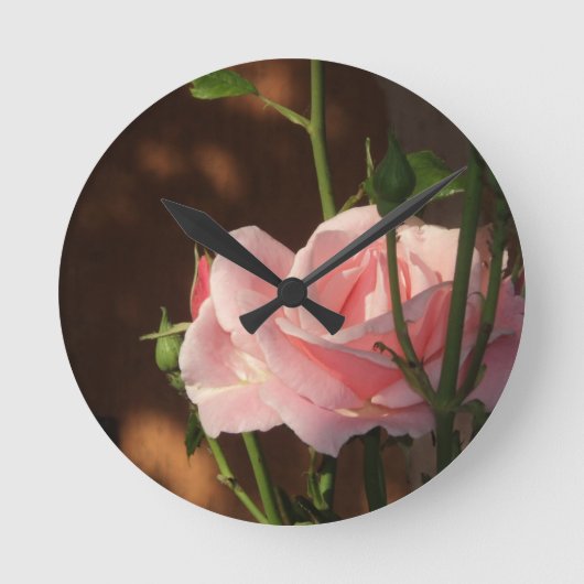 Nachmittags Rosa Single Runde Wanduhr (Vorderseite)