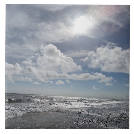 Nachmittags Sonne am Strand Fliese (Vorderseite)