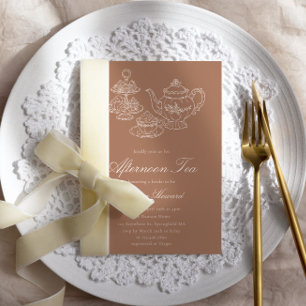 Nachmittags-Tea Handgezeichnete Hochzeitstorte Hoc Einladung