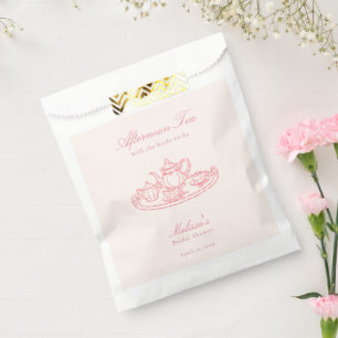 Nachmittags-Tea Handgezeichnete Pinke Hochzeitsdus Geschenktütchen
