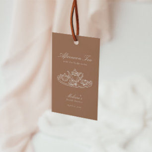 Nachmittags-Tea Handgezeichnete rosa Brautparty Geschenkanhänger