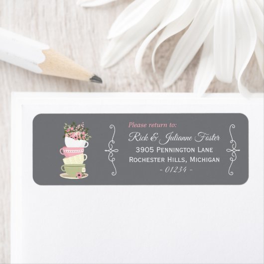 Nachmittags Tee gestapelte Cups Dusche Rücksendead (Insitu)