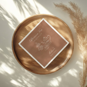 Nachmittags-Tee Handgezeichnete Braune Hochzeitsdu Serviette