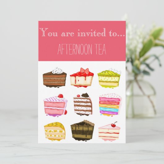 Nachmittags-Tee-Party Einladung (Stehend Vorderseite)