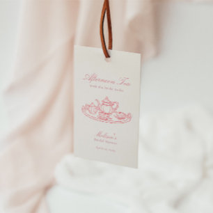 Nachmittags-Teebräute-Dusch-Handzeichnung Rosa Geschenkanhänger