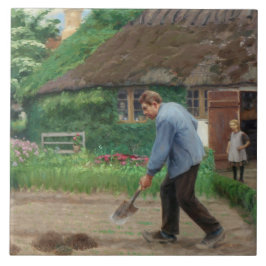Nachmittagsarbeit im Garten (von H.A. Brendekilde) Fliese