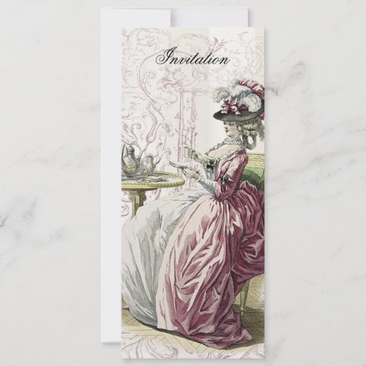 Nachmittagstee auf Leinen Einladung (Vorderseite)