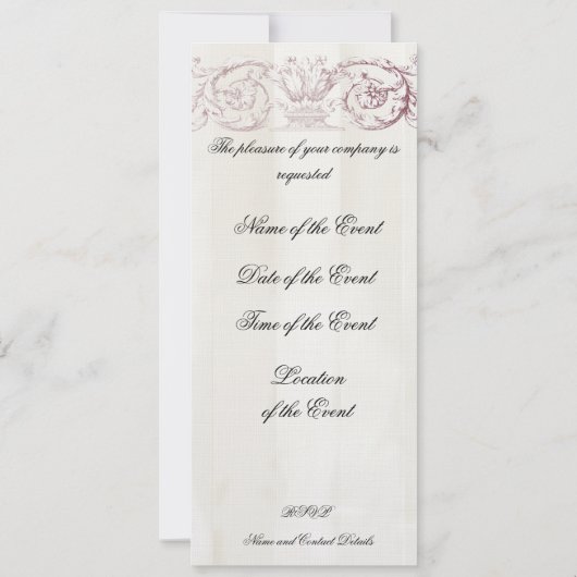 Nachmittagstee auf Leinen Einladung (Rückseite)