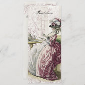 Nachmittagstee auf Leinen Einladung (Vorne/Hinten)