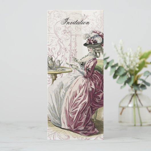 Nachmittagstee auf Leinen Einladung (Stehend Vorderseite)